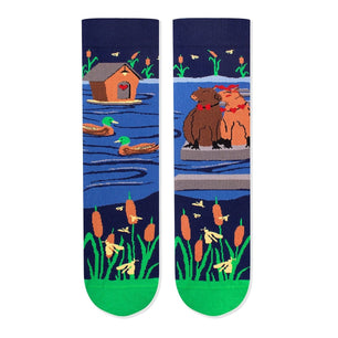 Chaussettes Arty Capybaras Amoureux - Bleu Foncé