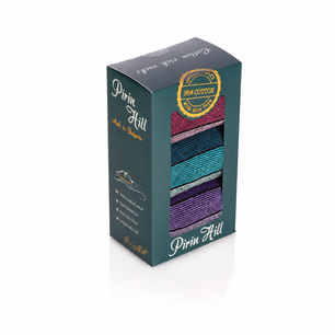 Coffret de 3 paires de Chaussettes Coton pur Rayures Violet Bordeaux Turquoise