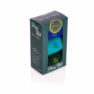 Coffret de 3 paires de Chaussettes Coton pur Vert foncé Menthe Bleu