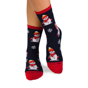 Chaussettes Enfants Noël Bonhomme de neige Bleu foncé