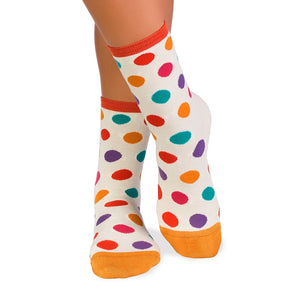 Chaussettes Bambou Pois Ecru