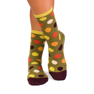 Chaussettes Bambou Pois Kaki