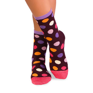 Chaussettes Bambou Pois Bordeaux