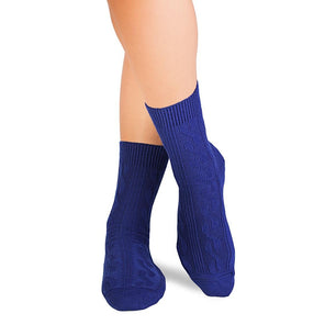 Chaussettes Laine mérinos Tresses Bleu