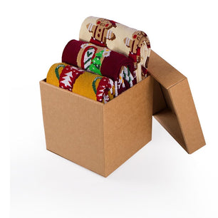 Coffret de 3 paires de Chaussettes Coton Noël Cookie Tasse Maison