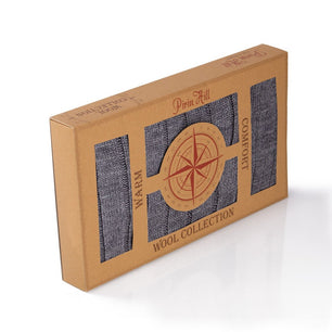 Coffret Laine mérinos Homme Chaussettes + Écharpe Côtes Gris