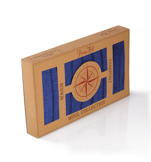 Coffret Laine mérinos Homme Chaussettes + Écharpe Côtes Denim
