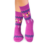 Chaussettes Laine mérinos Neige Fuchsia