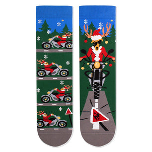 Chaussettes Arty Noël Renne motard - Vert foncé