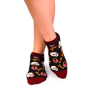 Socquettes Coton Skulls & Roses Noir