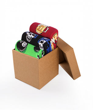 Coffret de 3 paires de Chaussettes Coton Rock Bière Crâne Billes