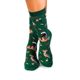 Chaussettes Bambou fin Fleurs & Oiseaux – Vert foncé