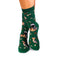 Chaussettes Bambou fin Fleurs & Oiseaux – Vert foncé