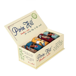 Coffret de 5 paires de Chaussettes Bambou fin Fleurs & Oiseaux