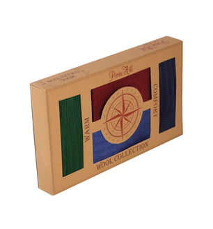 Coffret de 4 paires de Chaussettes Laine mérinos Bordeaux Denim Bleu foncé Vert foncé