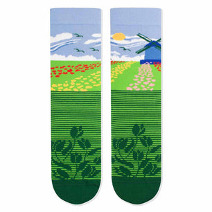 Chaussettes Arty Tulipes et Moulins Vert