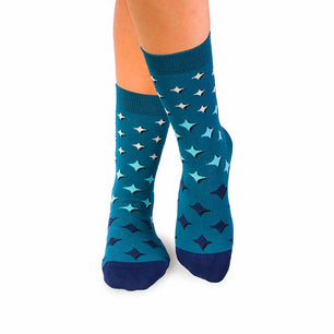 Chaussettes Bambou Étoiles Turquoise foncé
