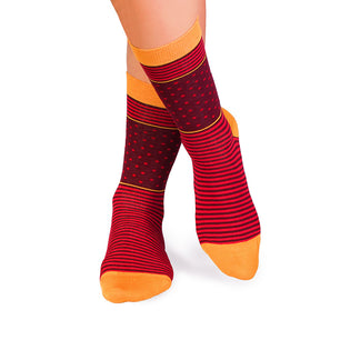 Chaussettes Bambou fin Anneaux et Pois Bordeaux Rouge