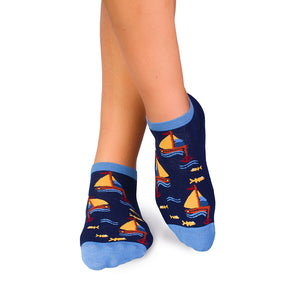 Socquettes Coton fin Bateaux Bleu foncé