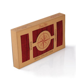 Coffret Laine mérinos Homme Chaussettes + Écharpe Côtes Bordeaux