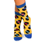 Chaussettes Coton Rétro Vinyles Jaune