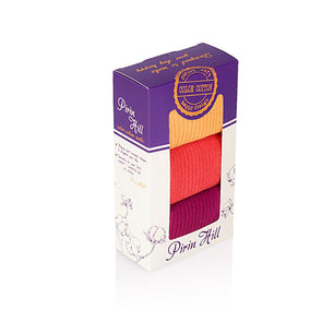 Coffret de 3 paires de Chaussettes sans élastique Jaune Corail Fuchsia