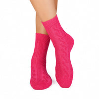 Chaussettes Laine mérinos Tresses Fuchsia