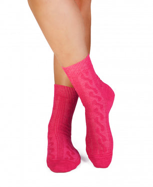 Chaussettes Laine mérinos Tresses Fuchsia