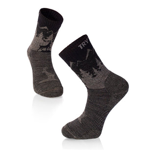 Chaussettes de randonnée avec bouquetin des Alpes - Gris