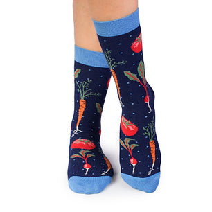 Chaussettes Coton fin Légumes Bleu foncé