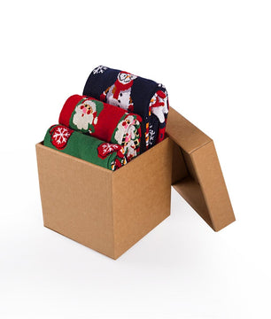 Coffret de 3 paires de Chaussettes Coton Noël Mouffles Père Noël Bonhomme de neige