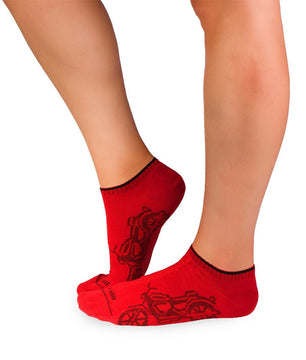 Socquettes Coton Classiques Motos Rouge