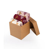 Coffret de 3 paires de Chaussettes Coton Skulls & Roses Ecru Rose cendré Bordeaux