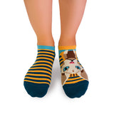 Socquettes Arty Chat Sphynx Turquoise jaune
