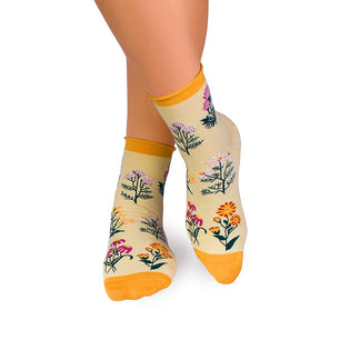 Chaussettes Courtes Coton fin Herbes Jaune