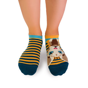Socquettes Enfants Chat Sphynx Turquoise jaune