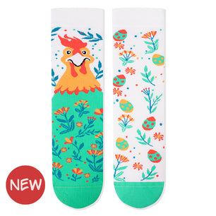 Chaussettes Arty avec Poule de Pâques – Blanc