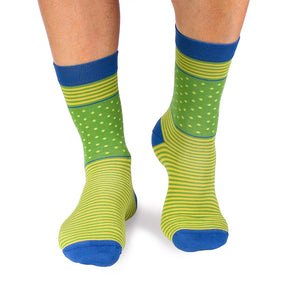 Chaussettes Bambou fin Anneaux et Pois Vert Lime