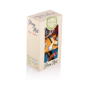 Coffret de 3 paires de Chaussettes Bambou fin Fleurs & Oiseaux – Pétrole, Moutarde, Bordeaux