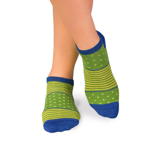 Socquettes Bambou fin Anneaux et Pois Vert
