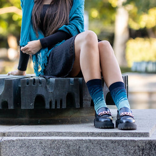 Chaussettes Coton pur Traits - Pétrole