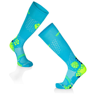 Mi-bas Compression Turquoise - Jaune