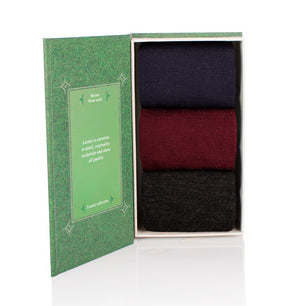 Coffret de 3 paires de Mi-bas Laine mérinos fine