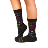 Chaussettes Laine mérinos Motif ethnique Noir