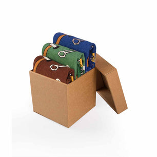 Coffret de 3 paires de Chaussettes Coton fin Outils Vert Bleu Marron
