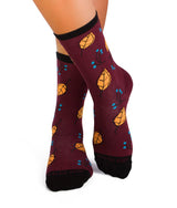 Chaussettes Coton Feuilles Bordeaux