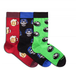 Coffret de 3 paires de Chaussettes Coton Rock Bière Crâne Billes