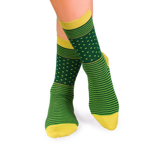 Chaussettes Bambou fin Anneaux et Pois Vert foncé Vert