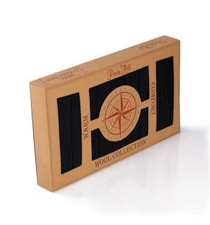 Coffret Laine mérinos Homme Chaussettes + Écharpe Côtes Noir