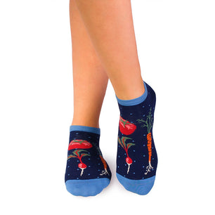 Socquettes Coton fin Légumes Bleu foncé